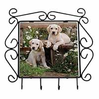 Yellow Labrador Puppies Wrought Iron Key Holder Hooks