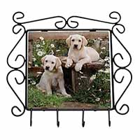 Yellow Labrador Puppies Wrought Iron Key Holder Hooks