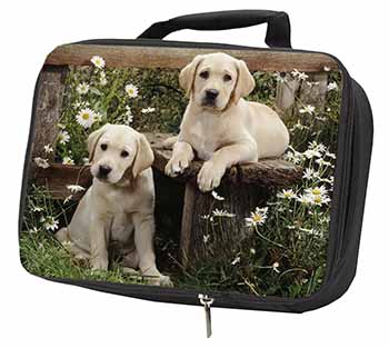 Yellow Labrador Puppies Black Insulated School Lunch Box/Picnic Bag