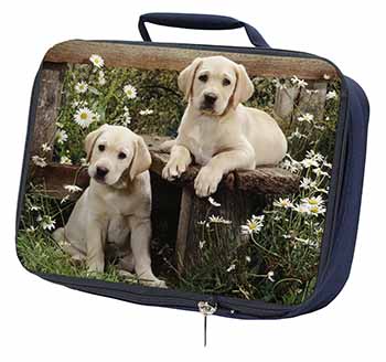 Yellow Labrador Puppies Navy Insulated School Lunch Box/Picnic Bag