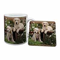 Yellow Labrador Puppies Mug and Coaster Set