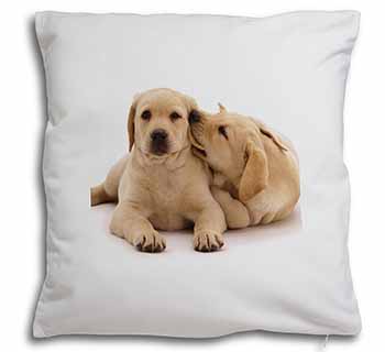 Yellow Labrador Dogs Soft White Velvet Feel Scatter Cushion