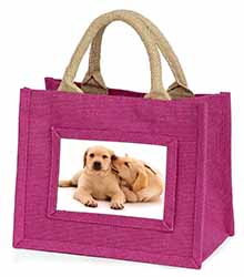 Yellow Labrador Dogs Little Girls Small Pink Jute Shopping Bag