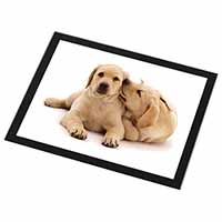 Yellow Labrador Dogs Black Rim High Quality Glass Placemat