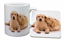 Yellow Labrador Dogs Mug and Coaster Set