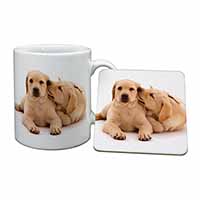 Yellow Labrador Dogs Mug and Coaster Set