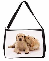 Yellow Labrador Dogs Large Black Laptop Shoulder Bag School/College