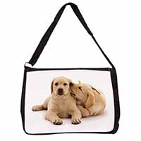 Yellow Labrador Dogs Large Black Laptop Shoulder Bag School/College