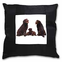 Chocolate Labrador Puppies Black Satin Feel Scatter Cushion