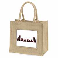 Chocolate Labrador Puppies Natural/Beige Jute Large Shopping Bag