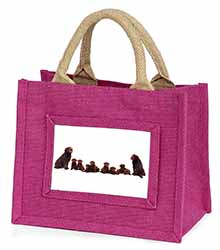 Chocolate Labrador Puppies Little Girls Small Pink Jute Shopping Bag