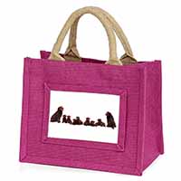 Chocolate Labrador Puppies Little Girls Small Pink Jute Shopping Bag