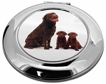 Chocolate Labrador Puppies Make-Up Round Compact Mirror