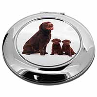 Chocolate Labrador Puppies Make-Up Round Compact Mirror