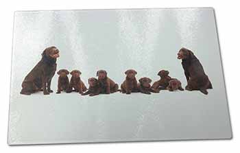 Large Glass Cutting Chopping Board Chocolate Labrador Puppies