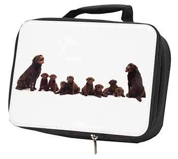 Chocolate Labrador Puppies Black Insulated School Lunch Box/Picnic Bag