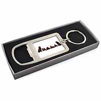 Chocolate Labrador Puppies Chrome Metal Bottle Opener Keyring in Box