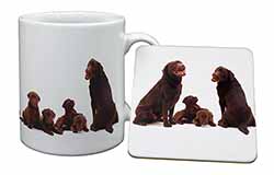 Chocolate Labrador Puppies Mug and Coaster Set