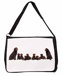 Chocolate Labrador Puppies Large Black Laptop Shoulder Bag School/College