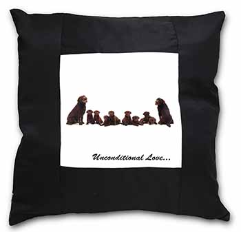 Chocolate Labradors-Love Black Satin Feel Scatter Cushion