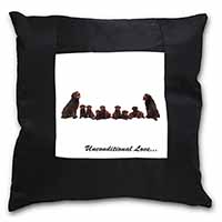 Chocolate Labradors-Love Black Satin Feel Scatter Cushion