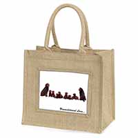 Chocolate Labradors-Love Natural/Beige Jute Large Shopping Bag