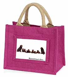 Chocolate Labradors-Love Little Girls Small Pink Jute Shopping Bag