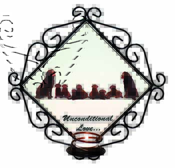 Chocolate Labradors-Love Wrought Iron Wall Art Candle Holder