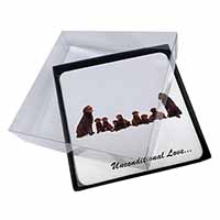 4x Chocolate Labradors-Love Picture Table Coasters Set in Gift Box