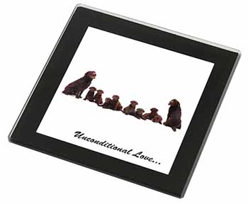 Chocolate Labradors-Love Black Rim High Quality Glass Coaster