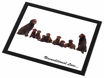 Chocolate Labradors-Love Black Rim High Quality Glass Placemat