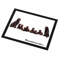 Chocolate Labradors-Love Black Rim High Quality Glass Placemat