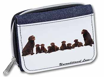 Chocolate Labradors-Love Unisex Denim Purse Wallet