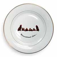 Chocolate Labradors-Love Gold Rim Plate Printed Full Colour in Gift Box