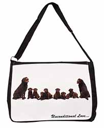 Chocolate Labradors-Love Large Black Laptop Shoulder Bag School/College