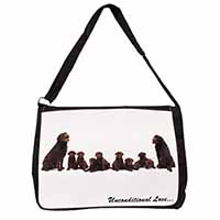 Chocolate Labradors-Love Large Black Laptop Shoulder Bag School/College