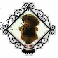 Chocolate Labrador Puppy Dog Wrought Iron Wall Art Candle Holder