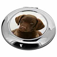 Chocolate Labrador Puppy Dog Make-Up Round Compact Mirror