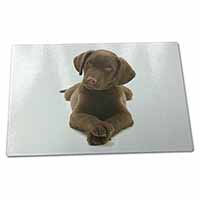 Large Glass Cutting Chopping Board Chocolate Labrador Puppy Dog