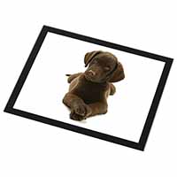 Chocolate Labrador Puppy Dog Black Rim High Quality Glass Placemat