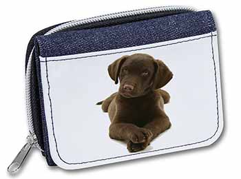 Chocolate Labrador Puppy Dog Unisex Denim Purse Wallet