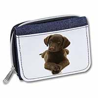 Chocolate Labrador Puppy Dog Unisex Denim Purse Wallet