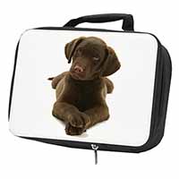 Chocolate Labrador Puppy Dog Black Insulated School Lunch Box/Picnic Bag