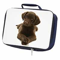 Chocolate Labrador Puppy Dog Navy Insulated School Lunch Box/Picnic Bag