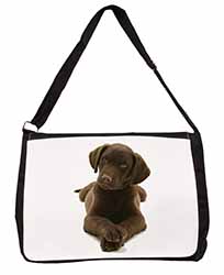 Chocolate Labrador Puppy Dog Large Black Laptop Shoulder Bag School/College