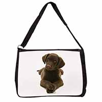 Chocolate Labrador Puppy Dog Large Black Laptop Shoulder Bag School/College