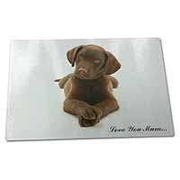 Large Glass Cutting Chopping Board Chocolate Labrador Puppy 