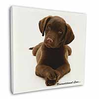 Chocolate Labrador Puppy Square Canvas 12"x12" Wall Art Picture Print
