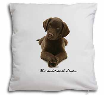 Chocolate Labrador Puppy Soft White Velvet Feel Scatter Cushion