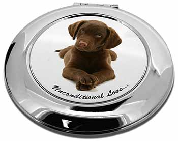 Chocolate Labrador Puppy Make-Up Round Compact Mirror